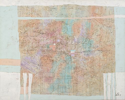 Lee Burr,  Oil Mixed Media, Abstract Contemporary  1989, H 48'' W 60''