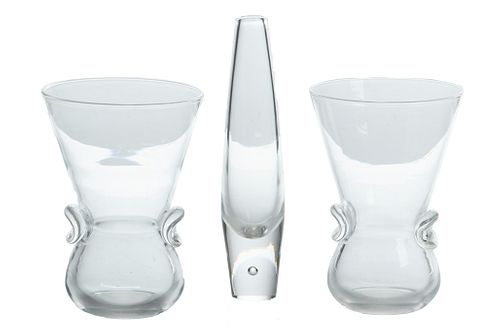 Steuben Crystal Vases Pair 6", Bud Vase 8.5" 3 pcs
