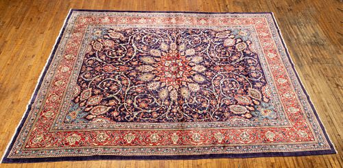Semi-Antique Persian Sarouk Handwoven Wool Rug, W 9' 5'' L 13'