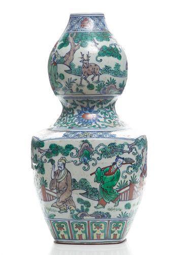 Chinese Doucai Porcelain Vase, H 14'' Dia. 7.5''