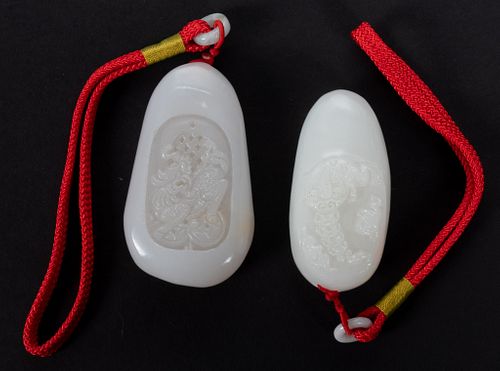 CHINESE CARVED WHITE JADE PENDANTS