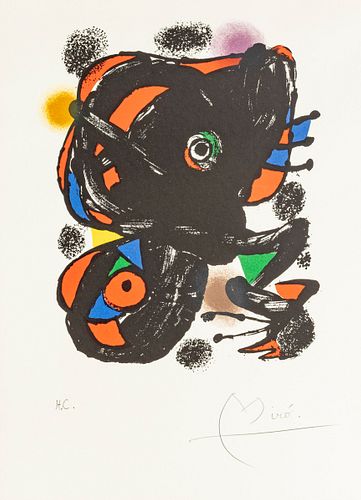 JOAN MIRO (SPANISH, 1893–1983) LITHOGRAPH IN COLORS, ON WOVE PAPER 1976 H 12.2" W 9.6" XXE SIECLE (NUMBER 46) 
