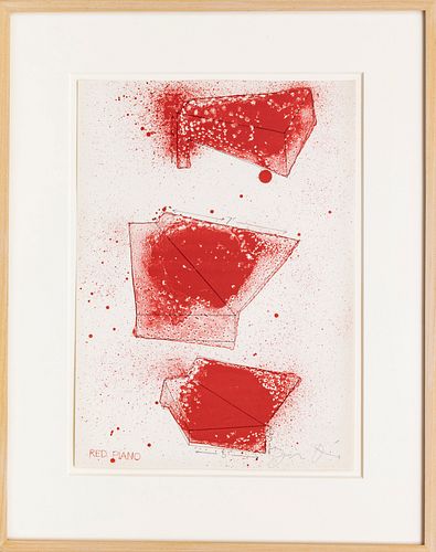 JIM DINE (AMERICAN, 1935) LITHOGRAPH IN COLORS, ON ARCHES WOVE PAPER 1968 H 17.25" W 12.5" RED PIANO (PL. 6), FROM THE PICTURE OF DORIAN GRAY 