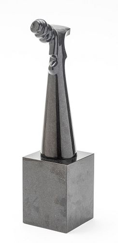 JAY LEFKOWITZ (MICHIGAN, 20/21ST C) BLACK MARBLE SCULPTURE, 1999, H 18", W 4.5", UNTITLED ABSTRACT 