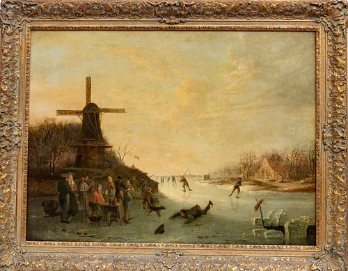 ATTRIBUTED TO ANDREAS SCHELFHOUT (DUTCH 1787 - 1870) OIL ON CANVAS, H 24" W 30" DUTCH SCENE 