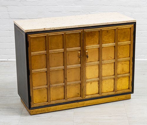 ORIENTAL STYLE LACQUERED & GILT WOOD CABINET, H 40", W 30", D 16" 