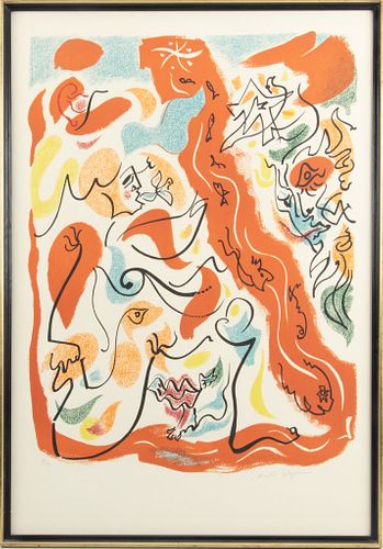 ANDRE MASSON (FRENCH, 1896–1987) LITHOGRAPH IN COLORS, ON WOVE COLORS, H 29.5" W 21.25" (IMAGE) UNTITLED ABSTRACT COMPOSITION 