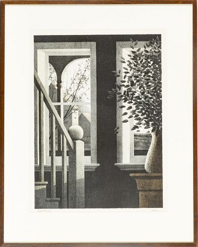 ROBERT KIPNISS (AMERICAN, 1931) LITHOGRAPH ON ARCHES WOVE PAPER, 1977 H 19" W 14" HILLSIDE PLACE 