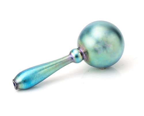 STEUBEN BLUE AURENE GLASS DARNING BALL, L 6.5", DIA 2.75"