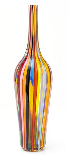 VETRI MURANO, ITALIAN ART GLASS VASE, H 14.5" DIA 4" 