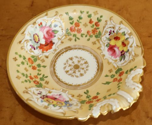 CONTINENTAL HAND-PAINTED PORCELAIN PLATE, C. 1900, W 9", L 8.25"