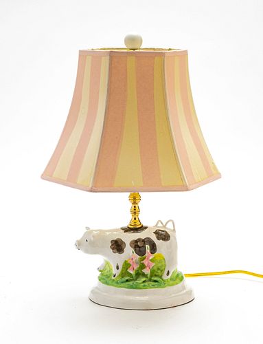 DAN GIBSON CERAMIC PIG LAMP H 18" 