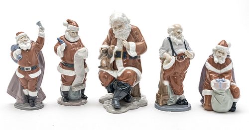 LLADRO  PORCELAIN  FIGURINES, SANTA CLAUS COLLECTION OF 5  