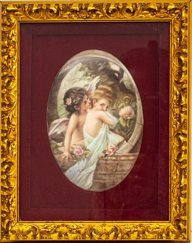 KOHN, SIGNED HAND PAINTED PORCELAIN PLAQUE, GERMANY CIRCA 1900, H 6", W 4"