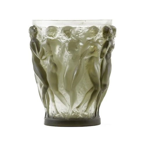 Rene Lalique "Bacchantes" Grey Frosted Grand Vase, Circa 1927