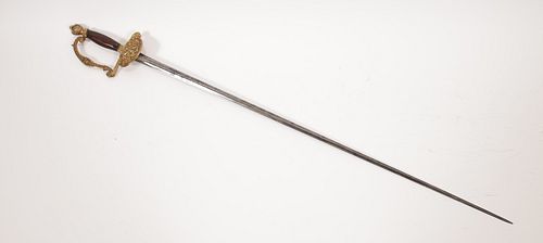 FRENCH OFFICER EPEE SWORD, FIRST EMPIRE ERA, LATE 18TH C., L 37 1/4" OVERALL 
