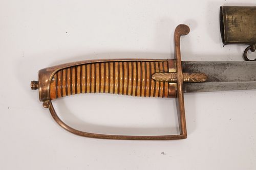 BRITISH NAVAL HANGER SWORD, AMERICAN REVOLUTIONARY WAR ERA C. 1780, L 32" OVERALL 