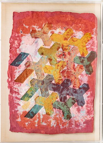WILLIAM WEEGE (AM 1935-2020) MIXED MEDIA ON HANDMADE PAPER 1982, H 31" W 22" #1/26 