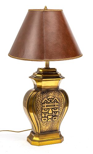 WESTWOOD & STIFFEL ORIENTAL STYLE BRASS LAMP, H 34", W 11" 