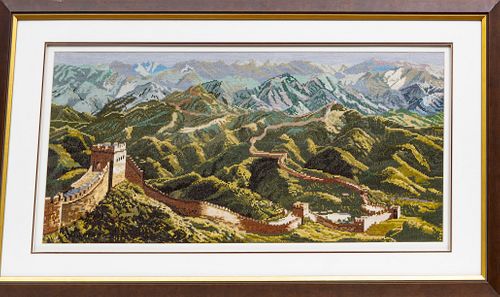 GREAT WALL OF CHINA MAP, FRAMED H 15" W 36" 