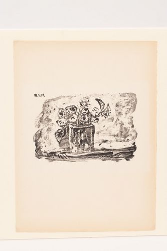 PABLO PICASSO (SPANISH, 1881–1973) LITHOGRAPH ON ARCHES WOVE PAPER, APRIL 21, 1947 H 6.5" W 9.5" LE PETIT POT DE FLEURS 