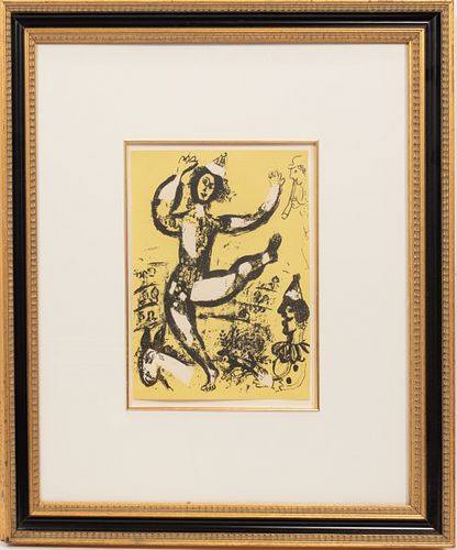 AFTER MARC CHAGALL, COLOR LITHOGRAPH ON PAPER, H 13", W 9.5", ACROBAT 