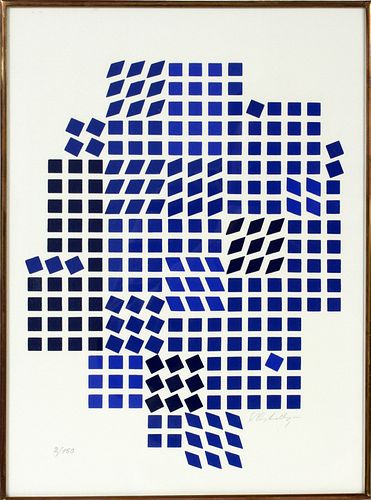 VICTOR VASARELY (FRENCH/HUNGARIAN, 1906-97), SCREENPRINT, H 12 1/4", W 9 1/2" 