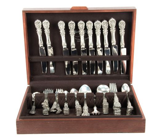 REED & BARTON "FRANCIS 1" STERLING SILVER DINNER FLATWARE, FOR 10. 78 PCS, T.W. 91.96 TOZ 