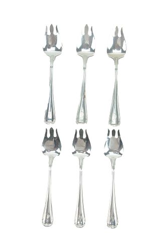 GORHAM 'OLD FRENCH' STERLING SILVER ICE CREAM FORKS, 6 PCS, L 5.25", T.W. 4.79 TOZ 