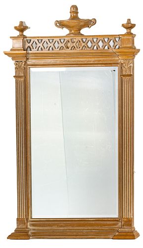 FEDERAL STYLE PICKLED PINE WALL MIRROR, 20TH C, H 54", W 34.5"