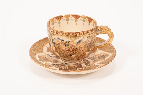JAPANESE SAT SUMA CUP AND SAUCER, SIGNED 19TH C.  