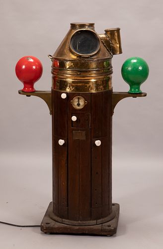 E.S RITCHIE & SONS  BRASS AND WOODEN  SHIPS BINNACLE H 54" W 36" D 23" 