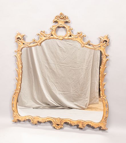 GILT CARVED WOOD FRAME MIRROR, FRENCH STYLE H 50" W 44" 