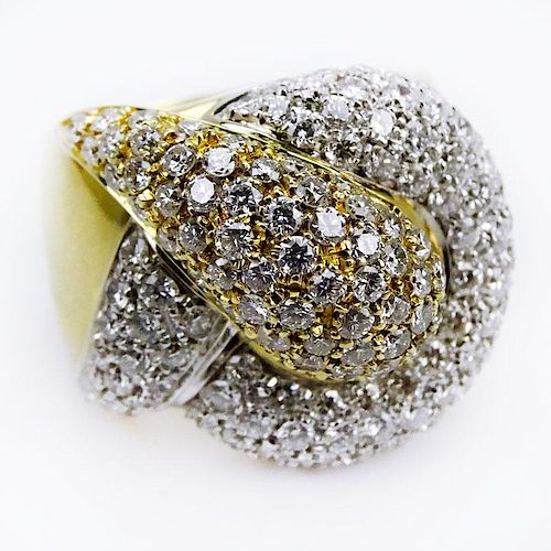 Carat Pave Set Diamond and 18 Karat Yellow Gold Ring.