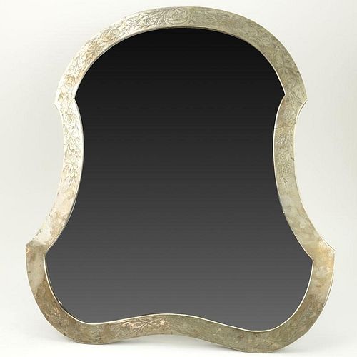 Large Antique Etched Silver Framed Table Mirror