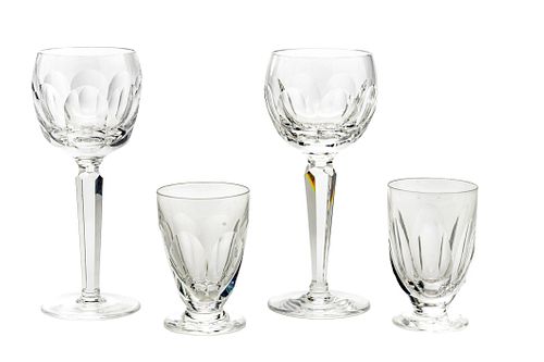 WATERFORD 'SHEILA' CUT CRYSTAL HOCK WINES & JUICE GLASSES, 6 PCS, H 3.75"-7.5" 