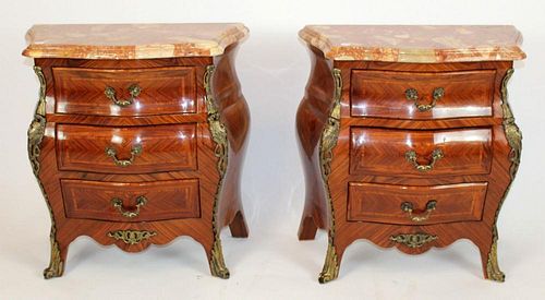 Pair of Louis XV style bombe chevets