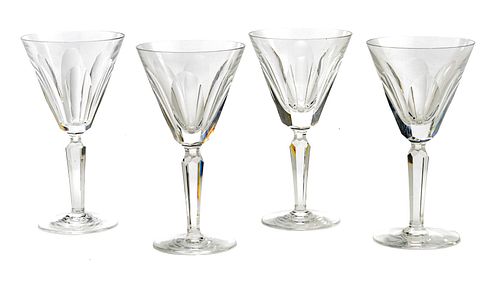 WATERFORD 'SHEILA' CUT CRYSTAL CLARET WINE GLASSES, 13 PCS, H 6.5", DIA 3.5"