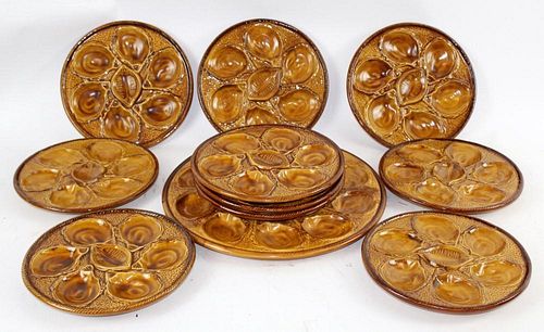 French S. Clement Majolica oyster plates