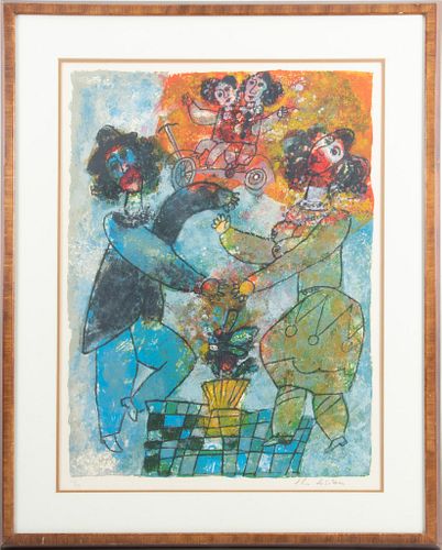 THEO TOBIASSE (FRENCH, 1927–2012) LITHOGRAPH IN COLORS ON WOVE PAPER, H 25.75" W 19.25" (IMAGE) COUPLE WITH CHILDREN