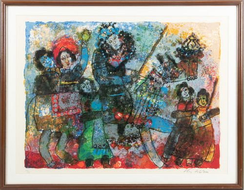 THEO TOBIASSE (FRENCH, 1927–2012) LITHOGRAPH IN COLORS, ON WOVE PAPER, CIRCA 1965 H 19.5" W 25.75" GREAT PARADE 