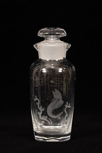 ORREFORS  HAND BLOWN CRYSTAL  COCKTAIL SHAKER H 9.5" 