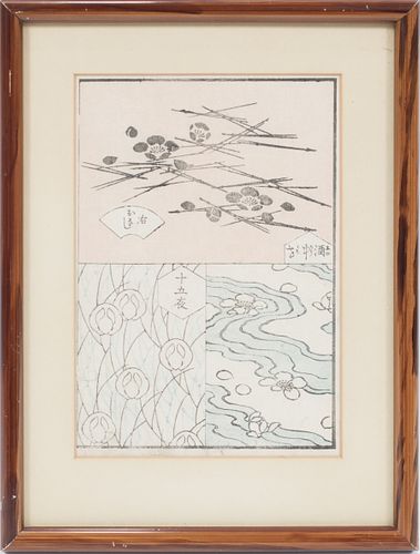 TAITO II (JAPAN, FL. 1810-1853) WOODBLOCK PRINT ON PAPER, 1827, H 6.75", W 4.25", "BANSHOKU ZUKO" 