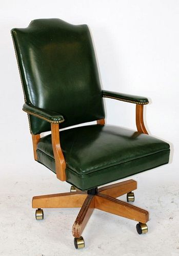 Hickory Chair Co green leather desk chair