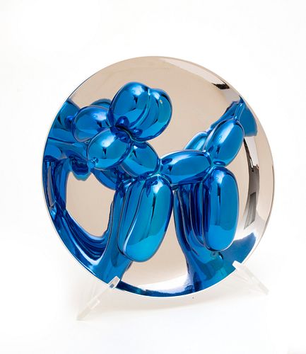 JEFF KOONS (AMERICAN, 1955) PORCELAIN MULTIPLE PAINTED IN CHROME 2002 H 10.375" W 5" BALLOON DOG (BLUE) 