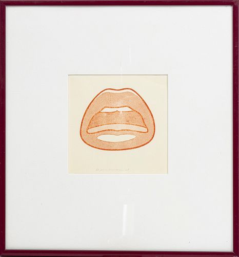 TOM WESSELMANN (AMERICAN, 1931–2004) RUBBER STAMP PRINT ON WOVE PAPER, 1968 H 3.5" W 4.25" STAMPED INDELIBLY: ONE PLATE (FOLIO 3) 