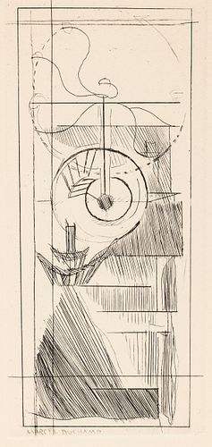 MARCEL DUCHAMP (FRENCH, 1887–1968) ETCHING ON WOVE PAPER, 1947 H 7" W 3.25" THE COFFEE MILL, FROM DU CUBISM 