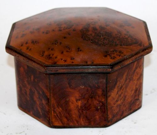 Burl wood octagonal lidded box