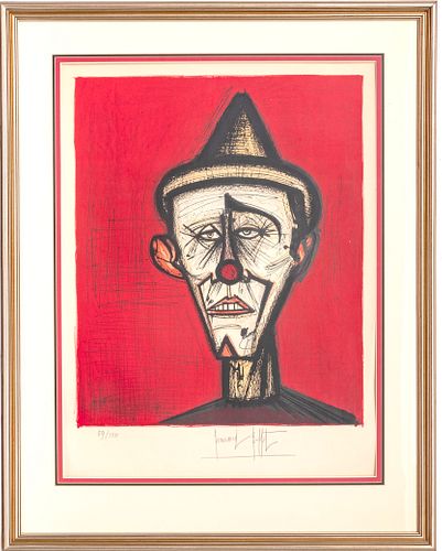 BERNARD BUFFET (FRENCH, 1928–1999) LITHOGRAPH IN COLORS, ON WOVE PAPER, 1967 H 24.25" W 19.75" CLOWN 