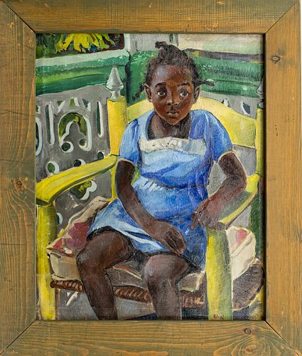 RUTH VANSICKLE FORD, (AMERICAN 1897-1989) OIL ON CANVAS, H 30" W 25" "YOUNG MISS FROM HAITI" 